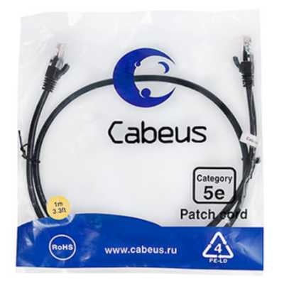 патч-корд Cabeus PC-UTP-RJ45-CAT.5E-1M-BK-LSZH Черный