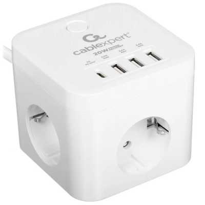 сетевой фильтр Cablexpert Cube CUBE-3-CU3-W-1.5 белый
