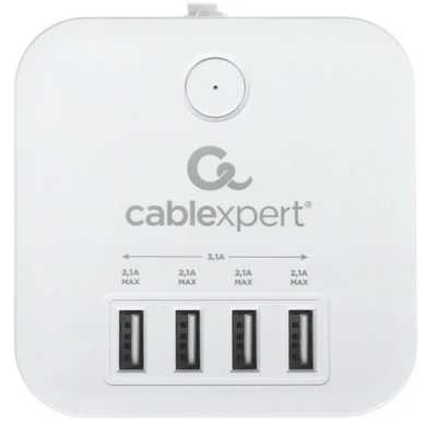 сетевой фильтр Cablexpert Cube CUBE-3-U4-W-1.5 белый
