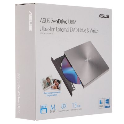 оптический привод DVD-RW ASUS SDRW-08U8M-U/SIL/G/AS серебристый