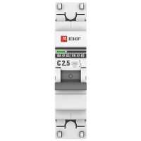 автоматический выключатель EKF ВА 47-63 1P (C) 4.5kA 2.5 А mcb4763-1-2.5C-pro