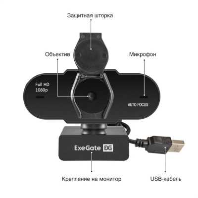 веб-камера ExeGate BlackView C931 FullHD AF черный