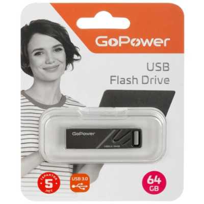 флешка GoPower 64GB 00-00025967 Серый
