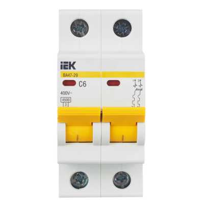 автоматический выключатель IEK ВА47-29 2P C 6А MVA20-2-006-C