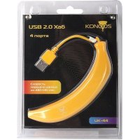 разветвитель USB Konoos UK-44 желтый