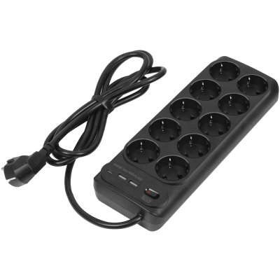 сетевой фильтр PowerCom SP-10 USB2A1CB 1.8M черный