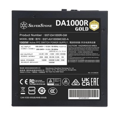 блок питания SilverStone 1000W DA1000R Gold SST-DA1000R-GM Черный