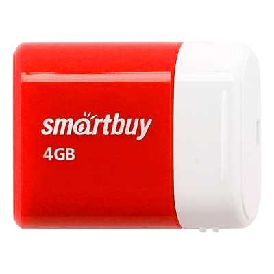 флешка SmartBuy 4GB SB4GBLara-R Белый, красный