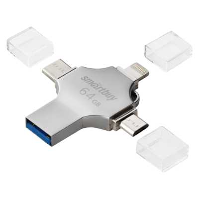 флешка SmartBuy 64GB SB064GBMC15 Серебристый, синий